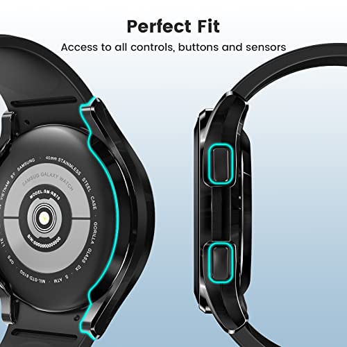 HWeggo Hoes compatibel met Samsung Galaxy Watch 4 Classic 46 mm displaybeschermhoezen, 2 stuks pantserglas beschermfolie… - Image 6