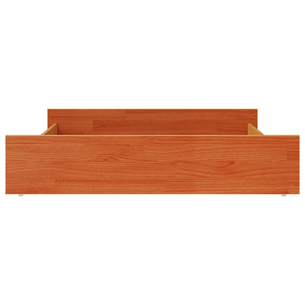 Zestaw 2 szuflad na łóżko z litego drewna sosnowego, komoda pod łóżko z kółkami zapewnia dodatkową przestrzeń do przechowywania, 95 x 93 x 18 cm, woskowy brąz