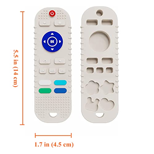 Image of Baby Teething Toys, 2 Pack Soft Silicone Remote Control Shape Teething Toys for Babies 6-12 Months, BPA Free Molar Teether Chew Toys for Infant Boys Girls Baby (Beige & Beige)