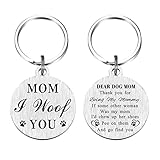 Laluminter Best Dog Mom Ever Keychain, I Woof You Gifts for Mothers Day and Christmas, Dog Lovers Gift