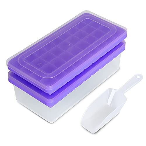 Food-grade Silicone Ice Cube Tray with Lid and Storage Bin for Freezer, Easy-Release 2 * 36 Small Nugget Ice Trays 1 ice Bucket & Scoop, Flexible Ice Cube Molds with Ice Container -  CZWL&HG, 21005