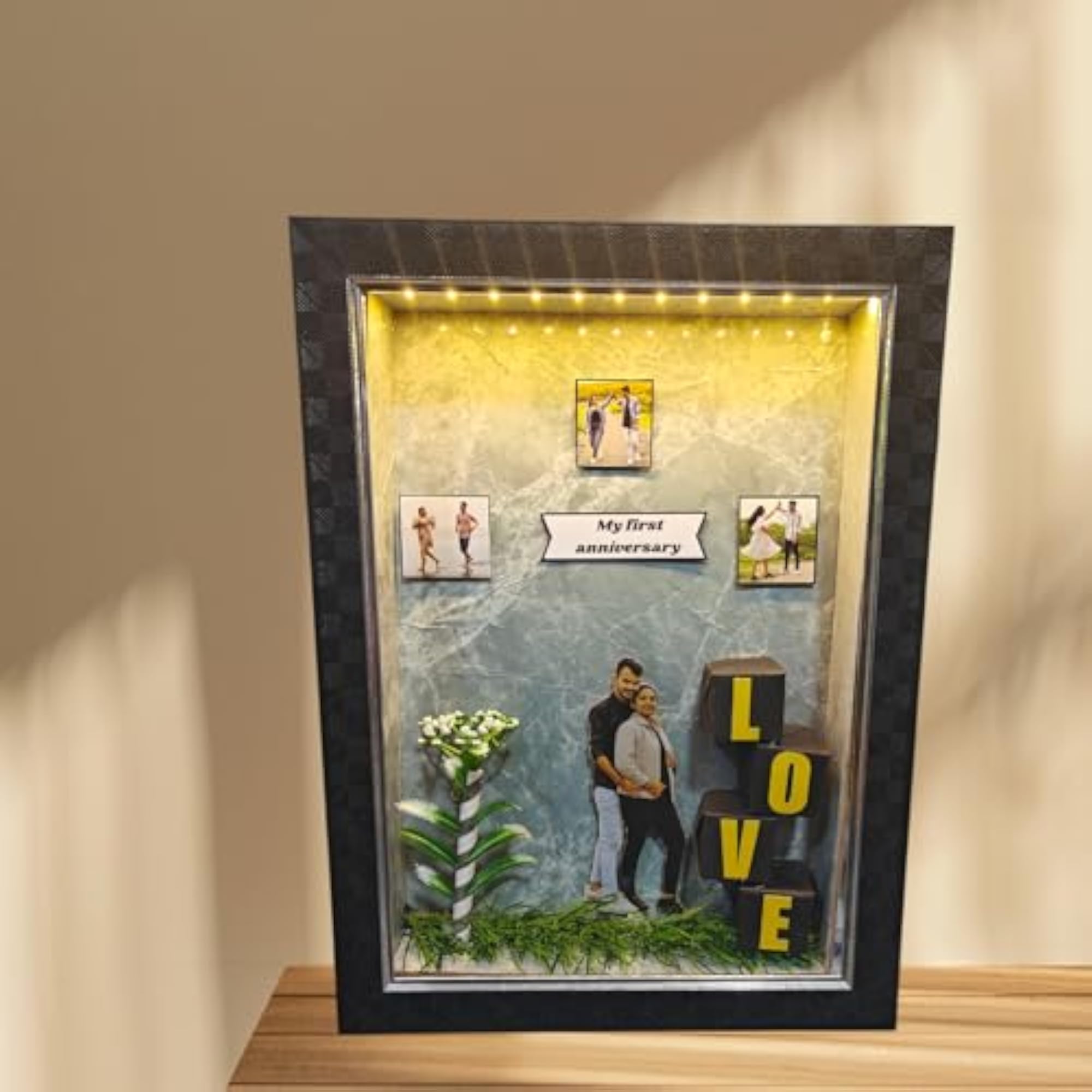 Custom 3D Shadow Box Photo Frame for Couples