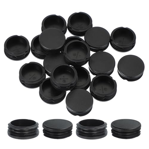 Image of PATIKIL 2 Inch Plastic Tubing End Caps, 20 Pcs Round Hole Plug Insert for Round Iron Pipe Chair Leg Table Bookshelves Patio Furniture, Black