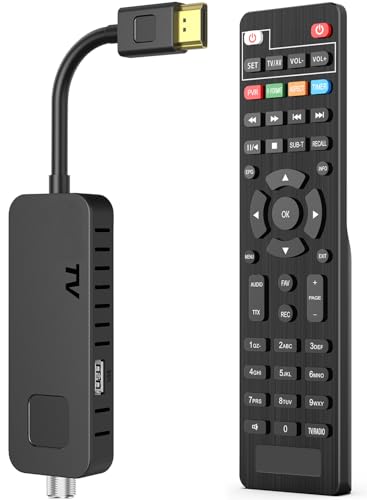 Dcolor DVB-S/S2 Sat Receiver - HDMI Full-HD 1080P Satelliten Receiver TV Stick [Versteckt Hinter tv] - USB2.0 Media Player und PVR-Rekorder [2in1 TV-Steuerelemente] [Astra Hotbird...