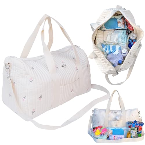 Image of Baby Diaper Bag Tote 18 x 10.2-inch Large Organizer – Purse Diaper Bag for Women with Floral Design – Diaper Tote Bag with Multiple Pockets for Travel, Gym, Groceries, Laptop & Other Essentials