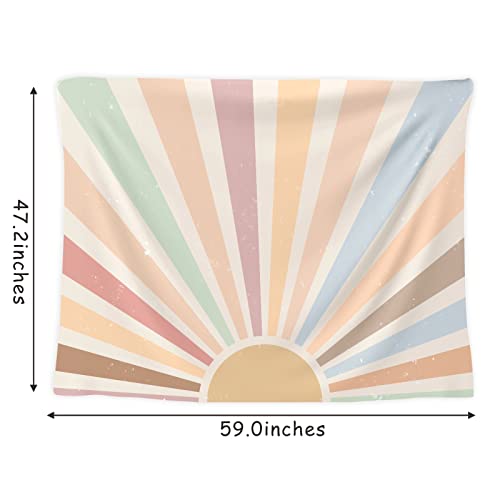 Mositu Sun Tapestry Vintage Wall Hanging Retro Rainbow Tapestry Sunset Sunrise Tapestry Sun Wall Hanging Decor For Bedroom Living Room (47.2X 59Inch) #TOP6