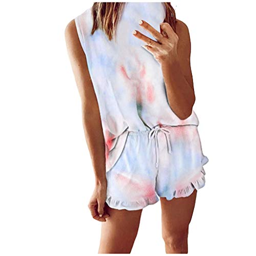 Pyjama court pour femme tie-dye M en coton léger pour l'été
