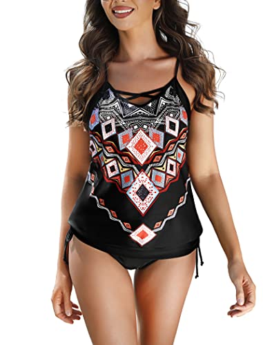 Photo 1 of Ethlauff Modest Swimsuits for Women Two Pieces Tankini Bathing Suits with Boyshorts Square Large