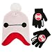 Disney Boys' Little Big Hero 6 Hat and Gloves Cold Weather Set, white/red/black, Age 4-7