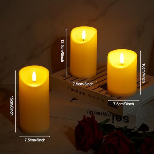 Image of Image Rechargeable Flameless Candles, 4 inch 5 inch 6 inch Timer LED Flickering Light with Remote & Type-C Charging Cable, 3Pcs Votive Tealight Candles for Home Decor