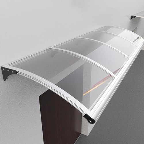 Genérico Toldo Exterior Transparente - Elegante toldo de Aluminio y policarbonato para Puerta Principal - Protección UV y contra la Lluvia, lámina Hueca Impermeable, toldo Parasol (80x200cm) - Diseño