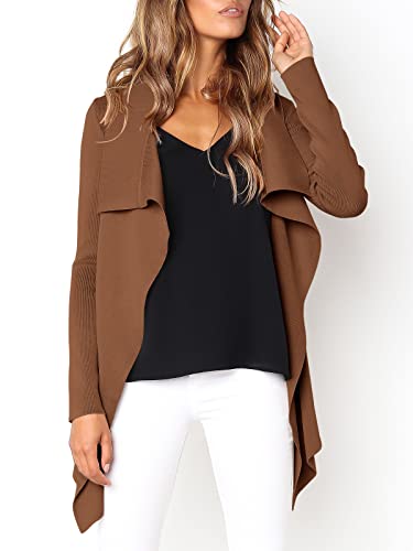 Anrabess Womens Long Sleeve Open Front Cardigans Lightweight Knit Draped Sweaters Outwear B814-Kafei-L Coffee #TOP2