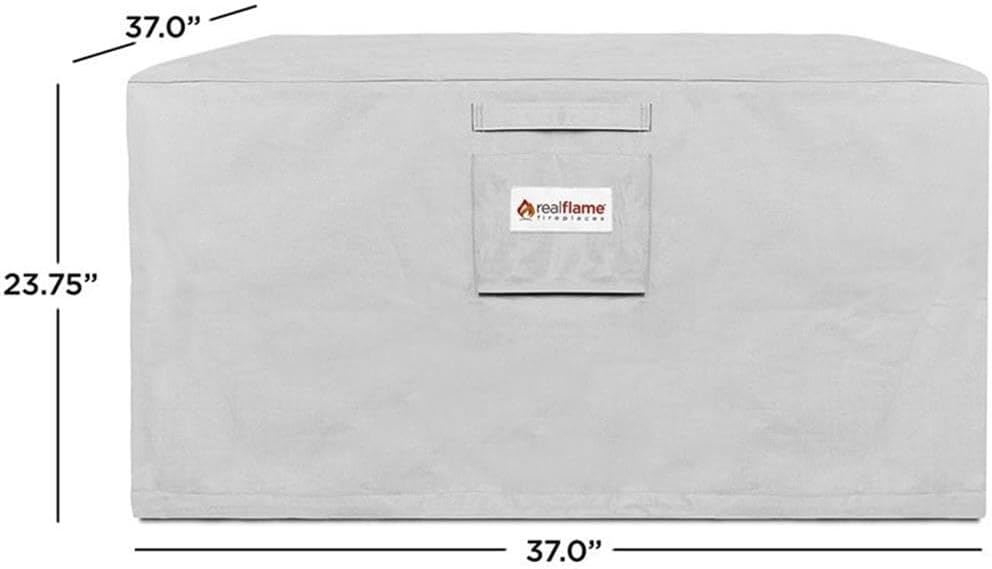 37" Square Fire Pit Protective Cover, Light Gray Finish, UV/Water/Mildew Resistant Polyester, Velvet Knitted Liner, Drawstring Fastener, Durable Outdoor Patio Furniture Cover