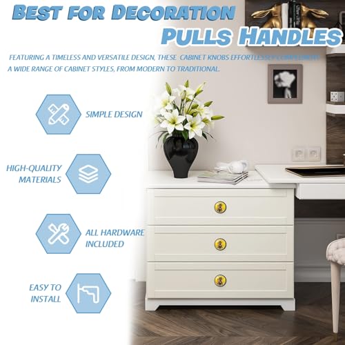 Boutons de placard en cristal abeille jaune avec vis pour meuble et commode - 6