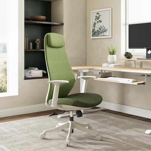 Image of EUREKA ERGONOMIC Mesh Office Chair, Ergonomic Office Desk Chair with Adjustable Headrest, Comfy Home Desk Chair with Adjustable Lumbar Support, High Back Office Chair with Arms and Wheels, Green