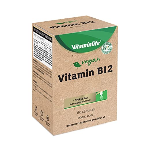 VITAMIN B12 (+ SPIRULINA - Arthrospira platensis) VEGAN, Vitaminlife, Cápsula Branca