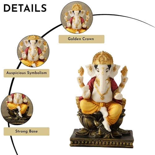 Image of ARMONIA Premium Lord Ganesha Idol for Home Decor - 8 Inch Handmade Ganesh Murti | Antique Finish Polystone Ganpati Statue for Mandir, Pooja Room, Office Desk |Spiritual Gift for Wedding & Housewarming