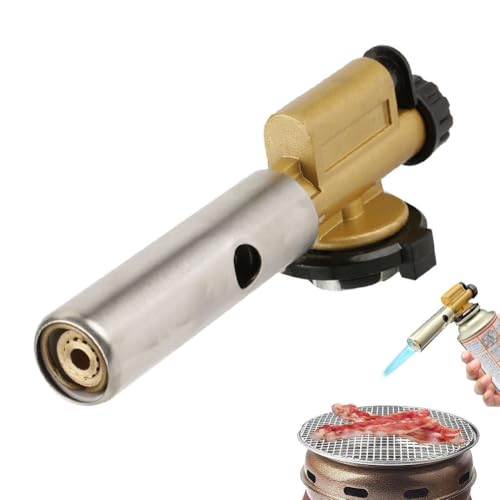 Soplete Gas Butano, Pistola Soplete de Cocina de Latón Portátil, Hasta 1300 °C, Quemador Pistola Llama Profesional, para Crema Casera, Barbacoa, Hornear, Camping, Soldadura, Tamaño Llama Ajustable