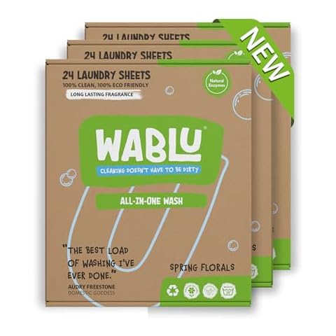 WABLU 72 Laundry Detergent Sheets with Natural Enzymes Cover