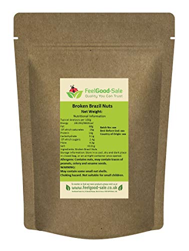 1kg Brazil Nuts Halves/Broken - Fresh & Crispy 100% Raw Broken Brazils Natural Brasil Pieces Premium Quality Edible Brazilian Brasilian Nut Snack Bulk Keto Paleo Protein Selenium Non GMO Vegan