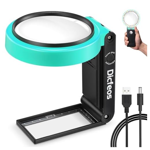 Dicfeos 2 Pack Magnifying Glass, 10X Handheld Reading Magnifier for Kids and Seniors, 3 Inch Non-Scratch Quality Glass Lens, Shatterproof Design, Microfibre Cleaning Cloth Included