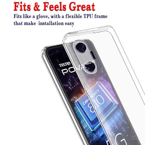 Image of COVERBLACK Soft Rubber Silicon Clear Back Cover Compatible Model for Tecno Pova Neo 5G - Transparent