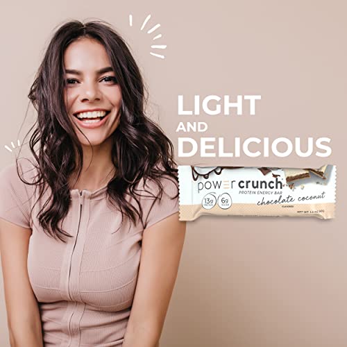 Power Crunch Whey Protein Bars, High Protein Snacks with Delicious Taste, Coconut Chocolate, 1.4 Ounce (12 Count)
