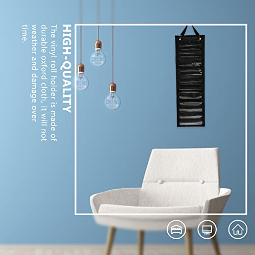 Image of EXCEART 1pc Roll Roller Door Hanging Bag Vinyl Carrying Holder Hanging Pocket Organizer Storage Shelves Wall Mounted Organizer Wall- Mounted Storage Oxford Cloth