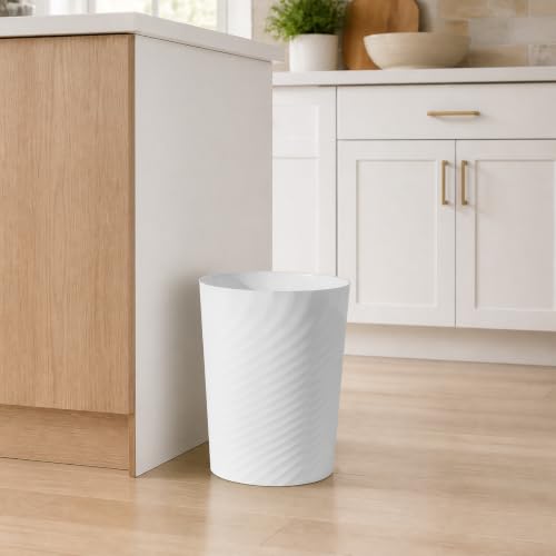 Image of UUJOLY Plastic Small Bathroom Trash Can Wastebasket Garbage Can, White