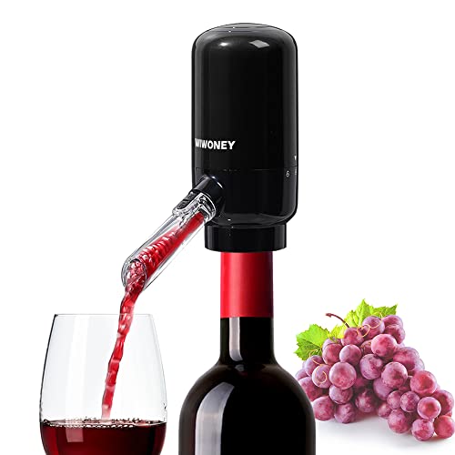 Vertedor Eléctrico de Vino Aireador, Decantador Aireación Automático, Dispensador de Vino Inteligente con Dos Tubos de Conexión de Silicona (Negro)