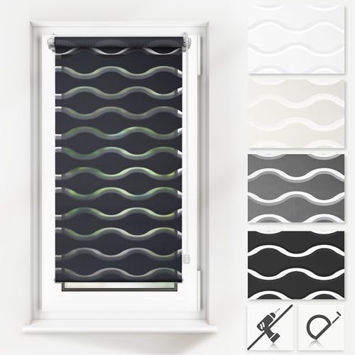 Concept Blinds Store Enrouleur Nuit et Jour Vagues - Taille personnalisée - Stores à Rouleaux - Décoratifs et innovants - Stores à Rouleaux pour fenêtres...
