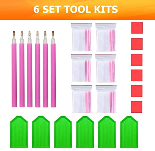 Diamond Painting Kits For Adults And Kids,6 Pack Diy 5D Diamond Painting Kits,Full Drill Diy Animals Paint By Number Diamond Art Paintings Home Wall Decor (16X12Inch/40X30Cm) #TOP4