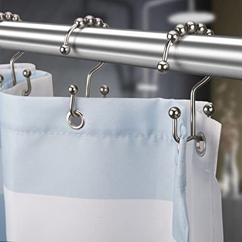 Image of Titanker Shower Curtain Hooks Rings, Rust-Resistant Metal Double Glide Shower Hooks for Bathroom Shower Rods Curtains, Set of 12 Hooks - Matte Nickel