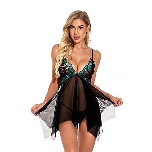 Robe de lingerie sexy en dentelle transparente à motif maille et sangle de poitrine ouverte