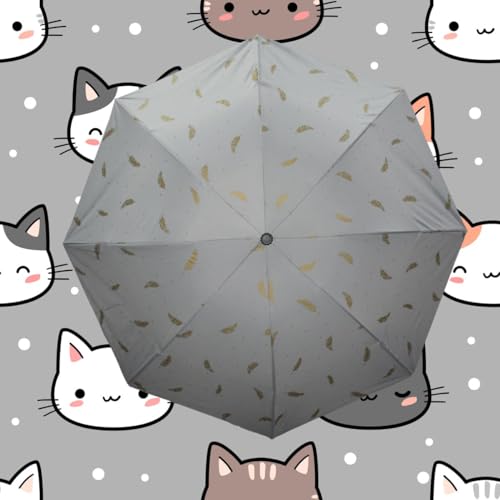 Image of KEKEMI 3 Fold Plain Pipine Umbrella for Men & Women