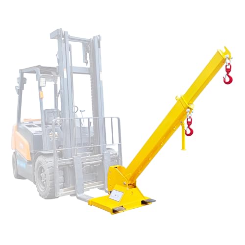LGXEnzhuo 4400LB Forklift Jib Boom Crane, Forklift Mobile Crane Lifting Hoist with 2 Hooks, Boom Length 7-11 ft, Adjustable Angle 0-75°, Forklift Boom Attachment Towing Handling Equipment