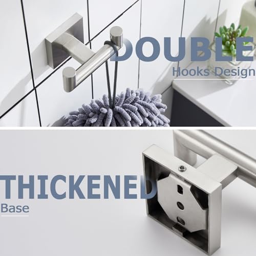 Image of KOKOSIRI Robe Hook Bathroom Double Towel Coat Hooks for Bath Kitchen Wall Mounted, 3 Pack Brushed Nickel Stainless Steel B1015BR-P3