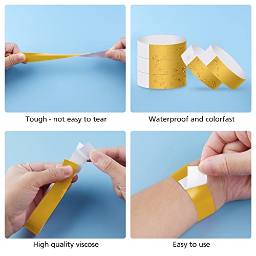 ASTARON Eintrittsbänder 400 Stück, Gold Einlassbänder für Events, Wasserdichte Festival Eintrittsbänder, Event Papierarmbänder Party Handgelenkband für Partys, Veranstaltungen, Clubs, Konzerte