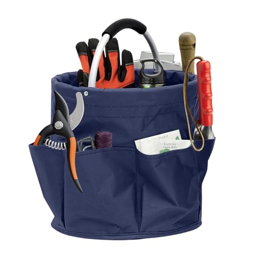 FANWINKJ Sac à outils jardin 17L pliable étanche – Panier de jardinage Oxford 600D avec 1 compartiment principal + 6 poches extérieures – Sac de...