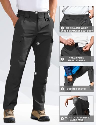 MOURCE Men's Lightweight Hiking Pants Quick Dry - Water Resistant Outdoor Cargo Pants for Men 7 Pockets3