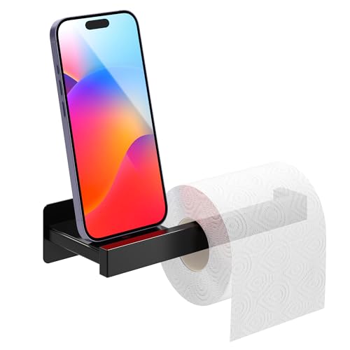 Menz Porta carta igienica senza foratura, nero, elegante porta rotolo di carta igienica, robusto porta rotolo di carta igienica, versatile supporto per WC in acciaio inox Menz Porta carta igienica senza foratura, nero, elegante porta rotolo di carta igienica, robusto porta rotolo di carta igienica, versatile supporto per WC in acciaio inox
