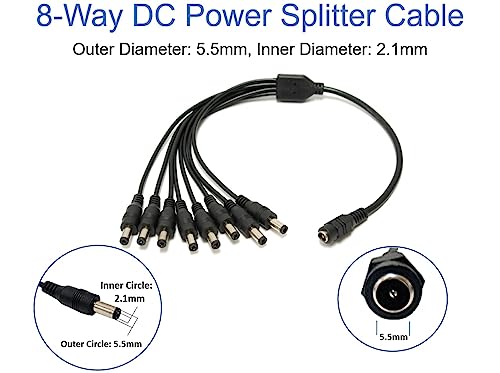 SOLTECH-8-Way-DC-Power-Splitter-Cable-for-Security-Cameras-1-Female-to-8-Male-55-21mm-8-Channel-Y-Adaptor-for-CCTV-Surveillance-Cameras