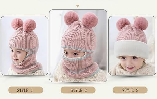 Toddler Kids Winter Hat Scarf Set Soft Warmer Hood for Winter,Unisex Infant Toddler Baby Kids Cap4