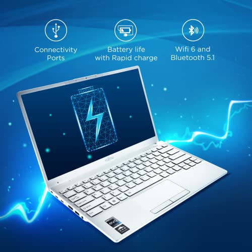 Image of Fujitsu UH-X 12th Gen Intel Evo Core i7 13.3 inch(33cm) FHD IPS 400Nits Thin & Light Laptop(16GB /512GB SSD /Windows11 /Office /Iris Xe Graphics /Backlit /Fingerprint Reader /White /878gm)4ZR1K06212 w / Sleeve