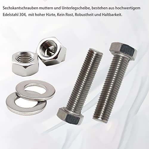 20 Pieces M8 x 25 Stainless Steel Hexagon Screws with Nuts and Washers Set, Hexagon Screws Machine Screws DIN 933 - Image 2