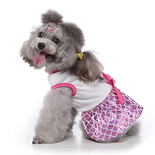 XIAOYU Sweet Puppy Dog Princess Dresses Mermaid Skirt Dress for Dog Cat Halloween Cosplay(M), Pink, Medium - Image 3