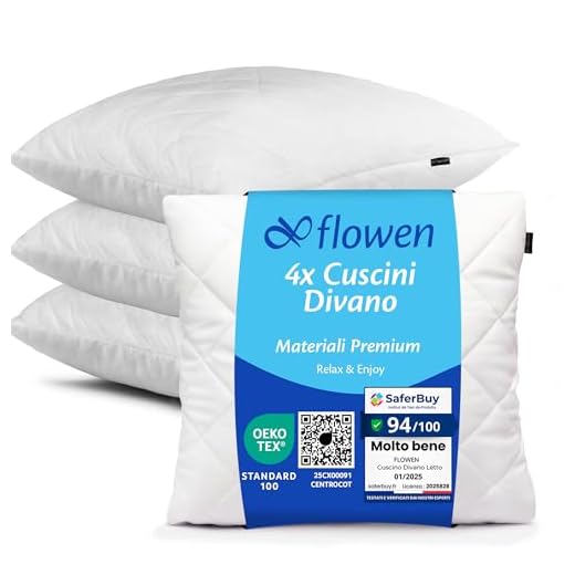 Cuscini per Divano 45x45 Imbottitura Cuscini 4 pezzi Interno Decorativi Quadrati Morbidi con Federe in Poliestere Bianca Anallergici Antiacaro Arredo Casa Salotto Letto Sfoderabili e Lavabili
