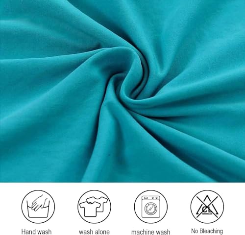 Image of Gifts Island Polyester Dining Table Chair Cover Set of 6 Seater Stretchable Washable Chair Seat Slipcover Protector (Teal)