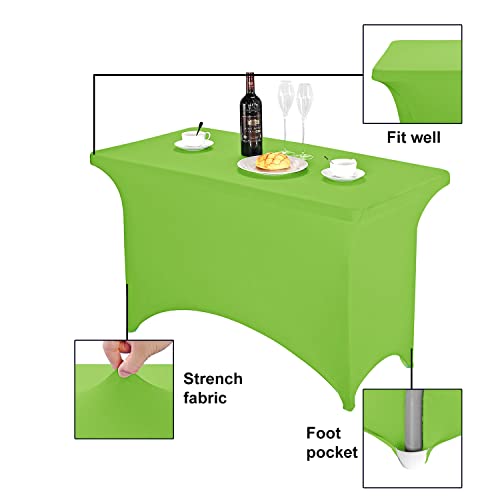 Image of FORLIFE Spandex Table Cover - Fitted 4ft Rectangular Tablecloth, Stretch Patio Cover, Universal for Wedding, Banquet, Party (Apple Green)