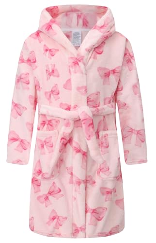 Image of Girls Fleece Hooded Robes Kids Warm Bath Robe for Girls Soft Fuzzy Bathrobe